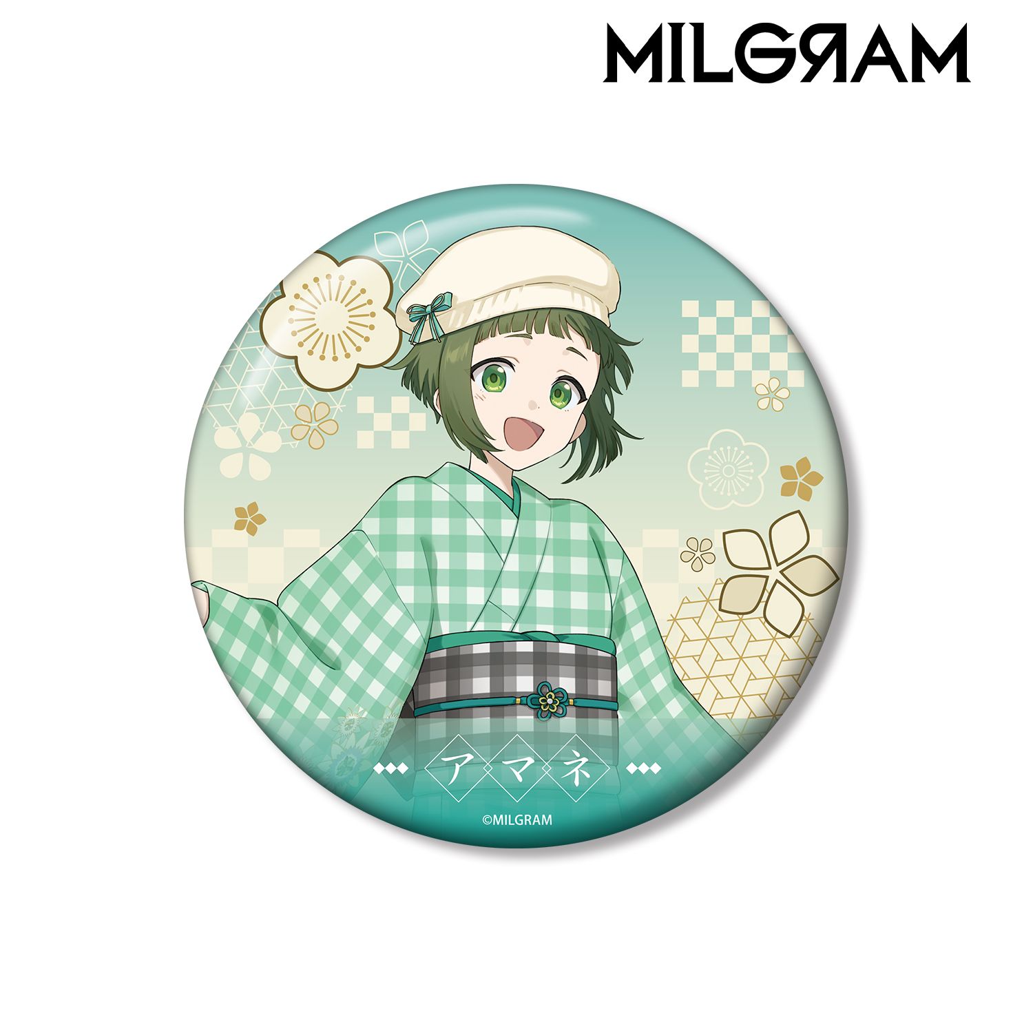 MILGRAM -ミルグラム- 描き下ろし アマネ レトロ和装ver. 100mm缶バッジ Image 2 | AniSmile
