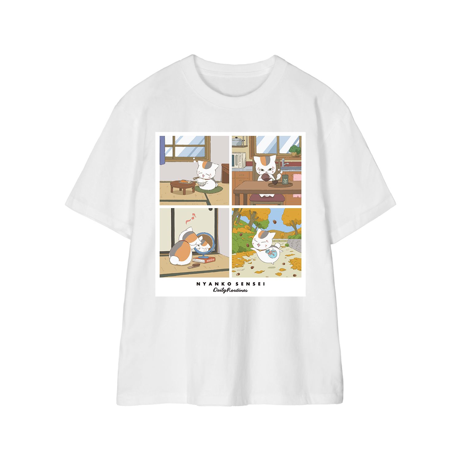 夏目友人帳 描き下ろし 8時から11時のニャンコ先生 ニャンコ先生の1日ver. Tシャツメンズ(サイズ/XXXL) - AniSmile