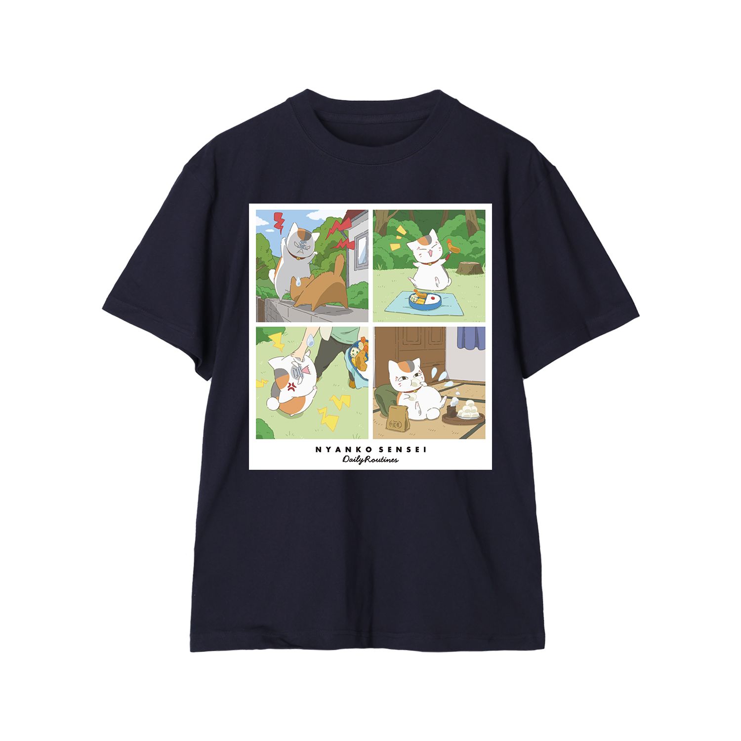 夏目友人帳 描き下ろし 12時から15時のニャンコ先生 ニャンコ先生の1日ver. Tシャツメンズ(サイズ/L) - AniSmile