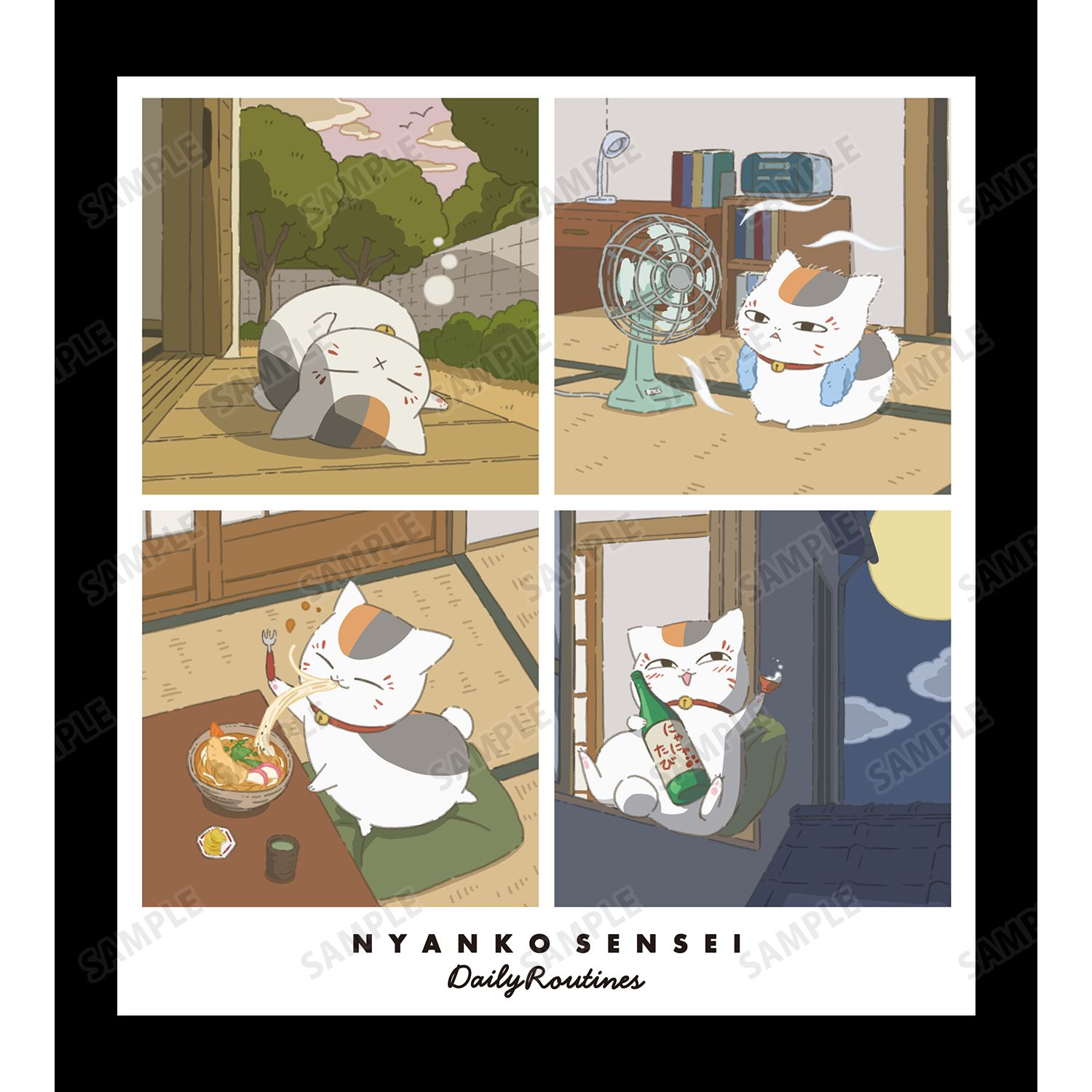 夏目友人帳 描き下ろし 16時から19時のニャンコ先生 ニャンコ先生の1日ver. Tシャツレディース(サイズ/XL) 图片 3 | AniSmile