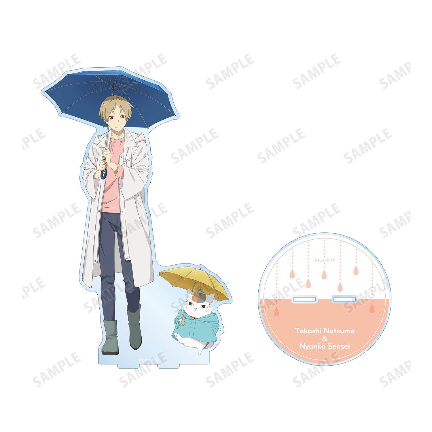 夏目友人帳 描き下ろし 夏目貴志&ニャンコ先生 雨の日ver. 特大アクリルスタンド Image 3 | AniSmile