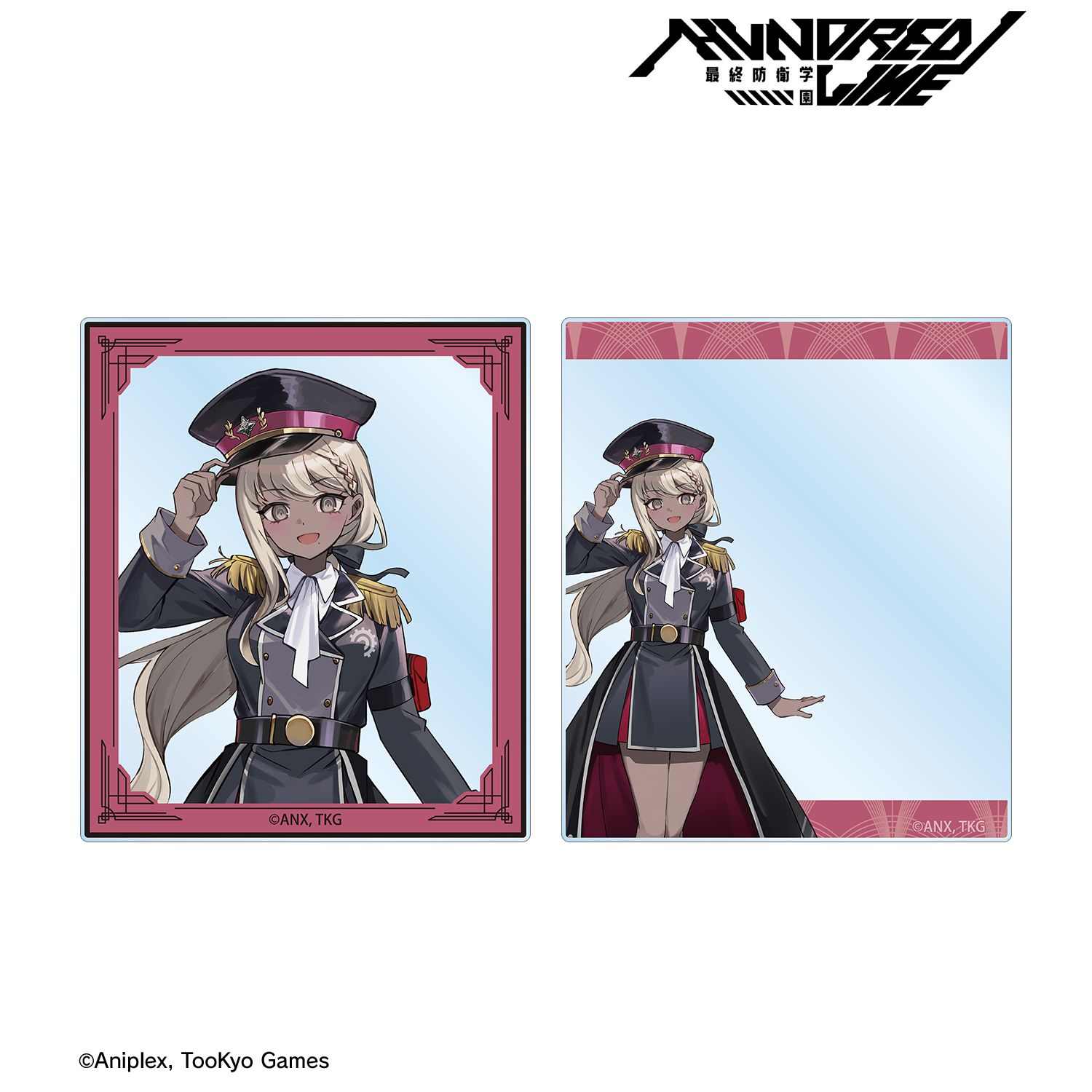 HUNDRED LINE -最終防衛学園- カラスBTKさんイラスト 川奈つばさ ミリタリーver. アクリルカード2枚セット カラオケの鉄人 コラボ Image 2 | AniSmile