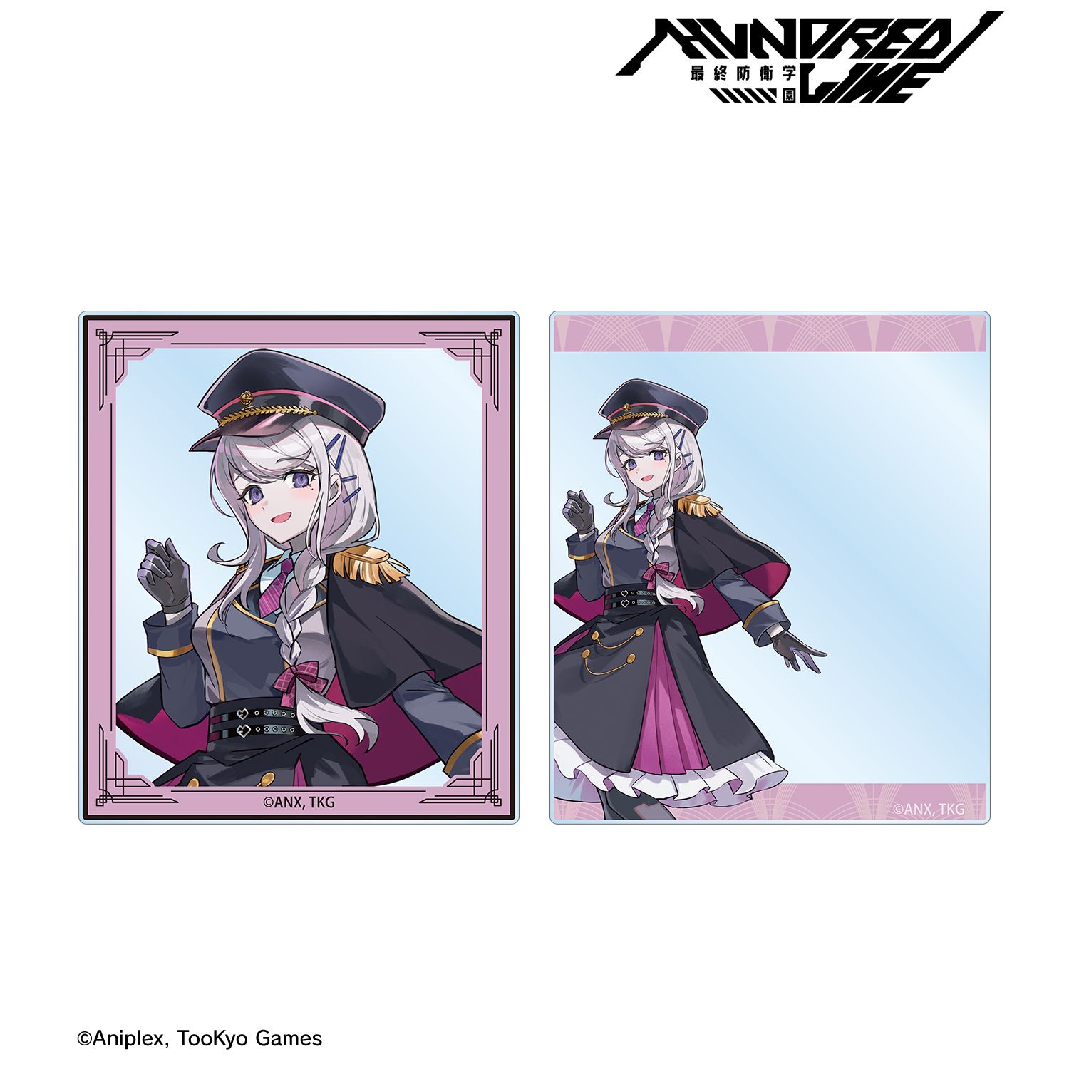 HUNDRED LINE -最終防衛学園- カラスBTKさんイラスト 霧藤希 ミリタリーver. アクリルカード2枚セット カラオケの鉄人 コラボ Image 2 | AniSmile