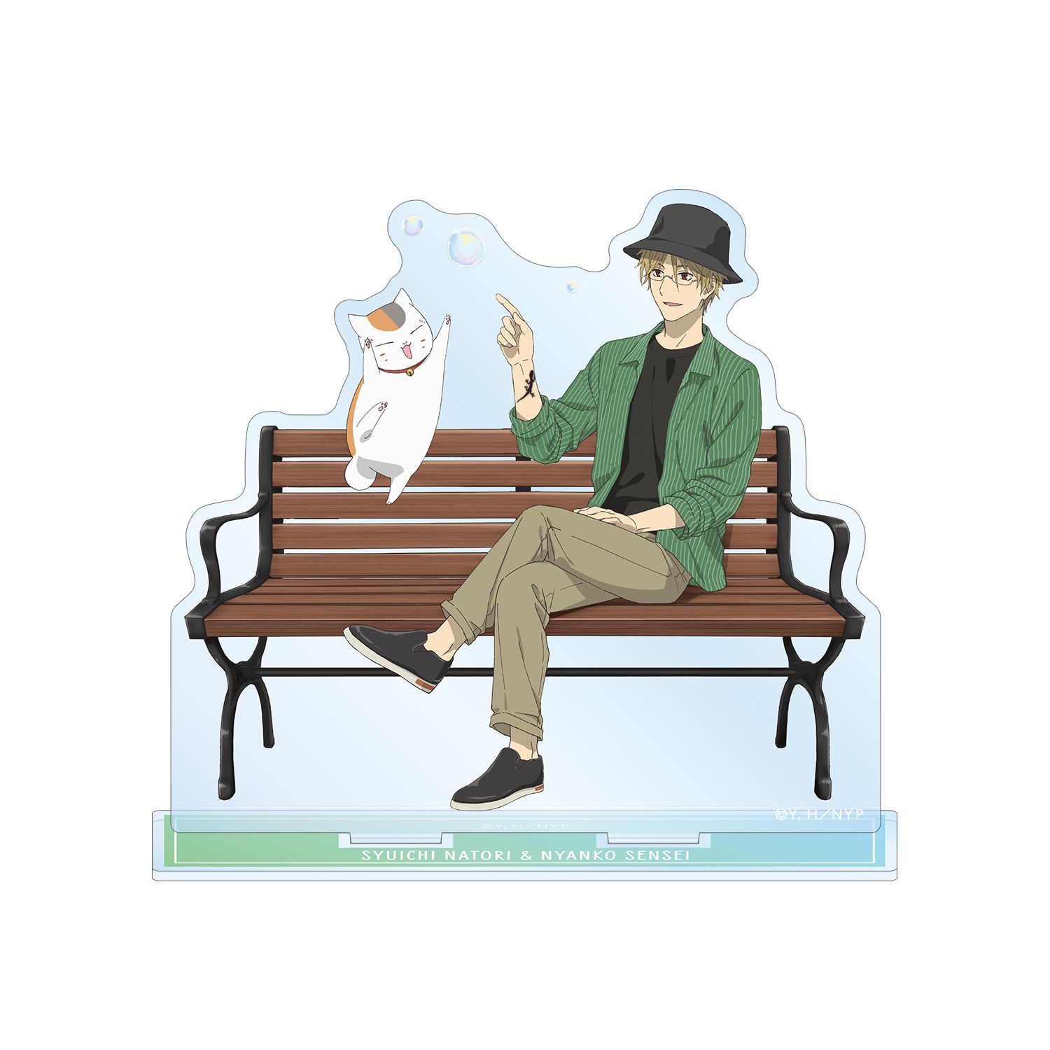 夏目友人帳 描き下ろしイラスト 名取周一&ニャンコ先生 シャボン玉ver. BIGアクリルスタンド - AniSmile