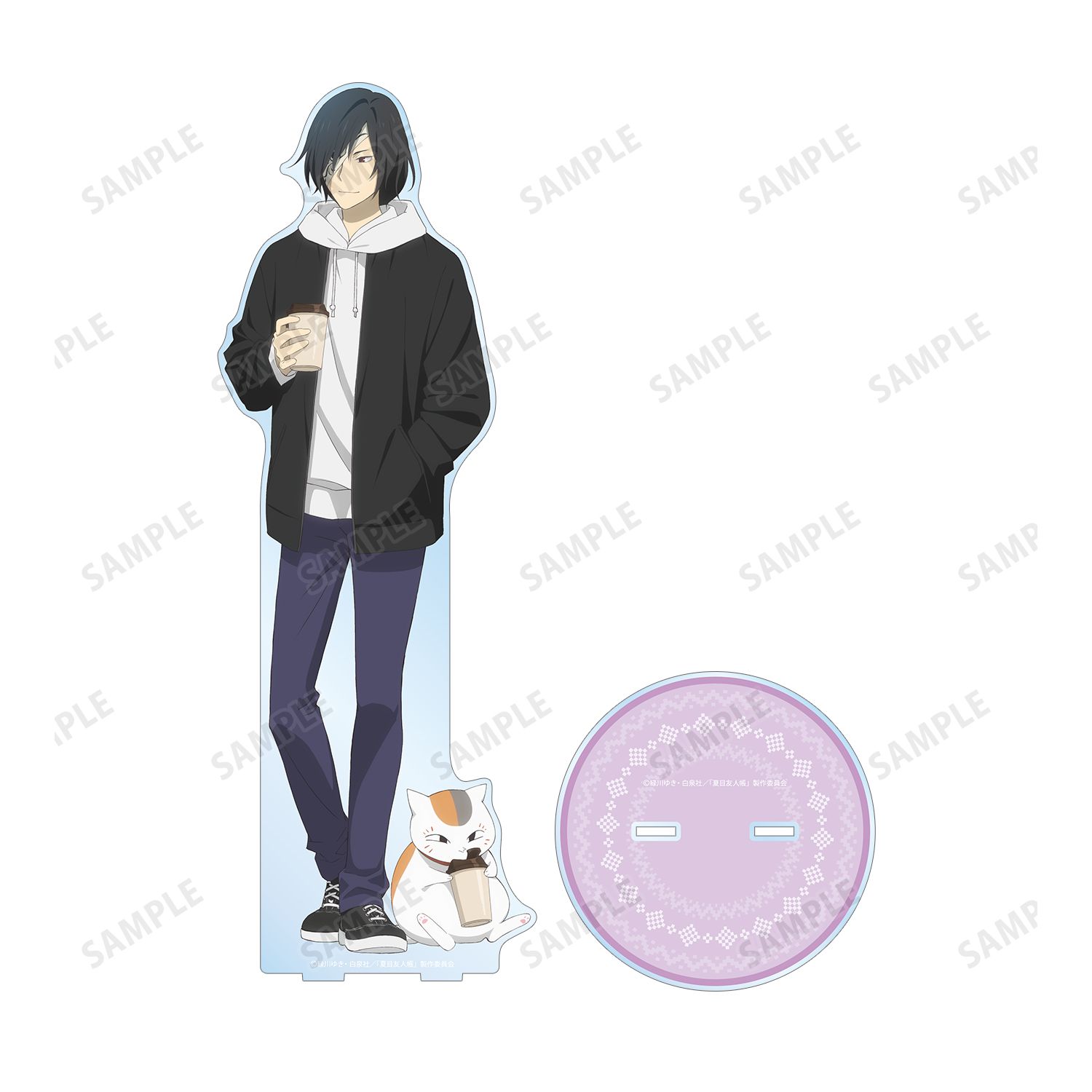 夏目友人帳 描き下ろしイラスト 的場静司&ニャンコ先生 冬の装いver. 特大アクリルスタンド Image 3 | AniSmile