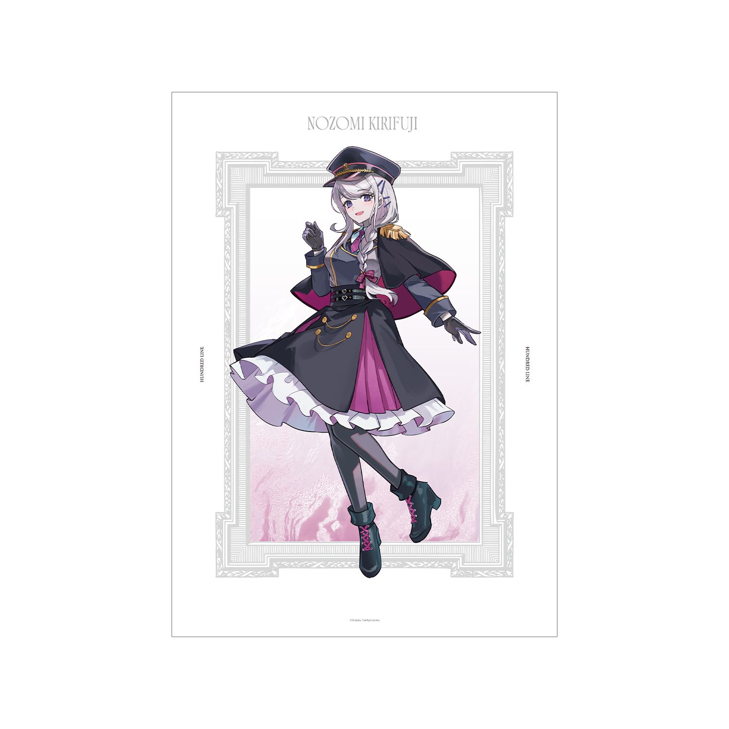 HUNDRED LINE -最終防衛学園- カラスBTKさんイラスト 霧藤希 ミリタリーver. A3マットポスター カラオケの鉄人 コラボ - AniSmile