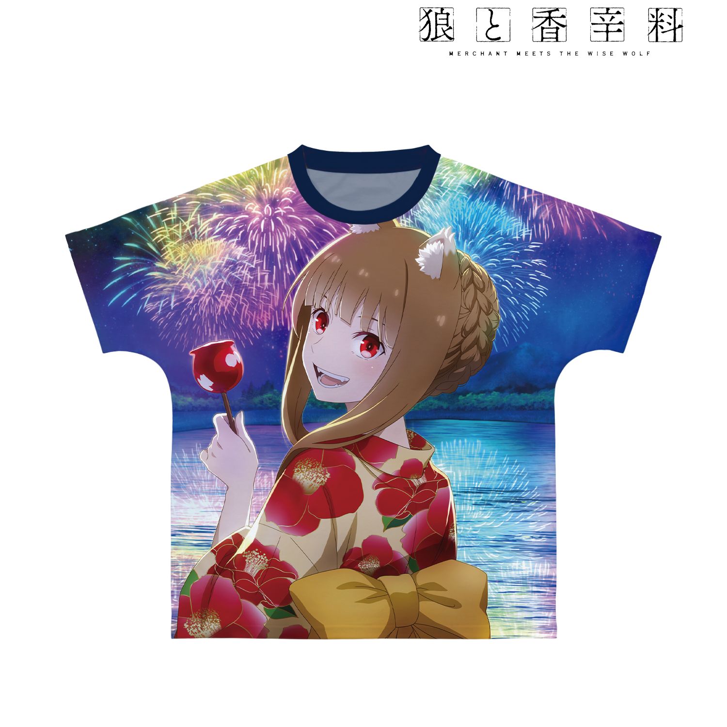 TVアニメ『狼と香辛料 MERCHANT MEETS THE WISE WOLF』 ホロ 「夏祭り」ビジュアル フルグラフィックTシャツユニセックス(サイズ/XXS) 图片 3 | AniSmile