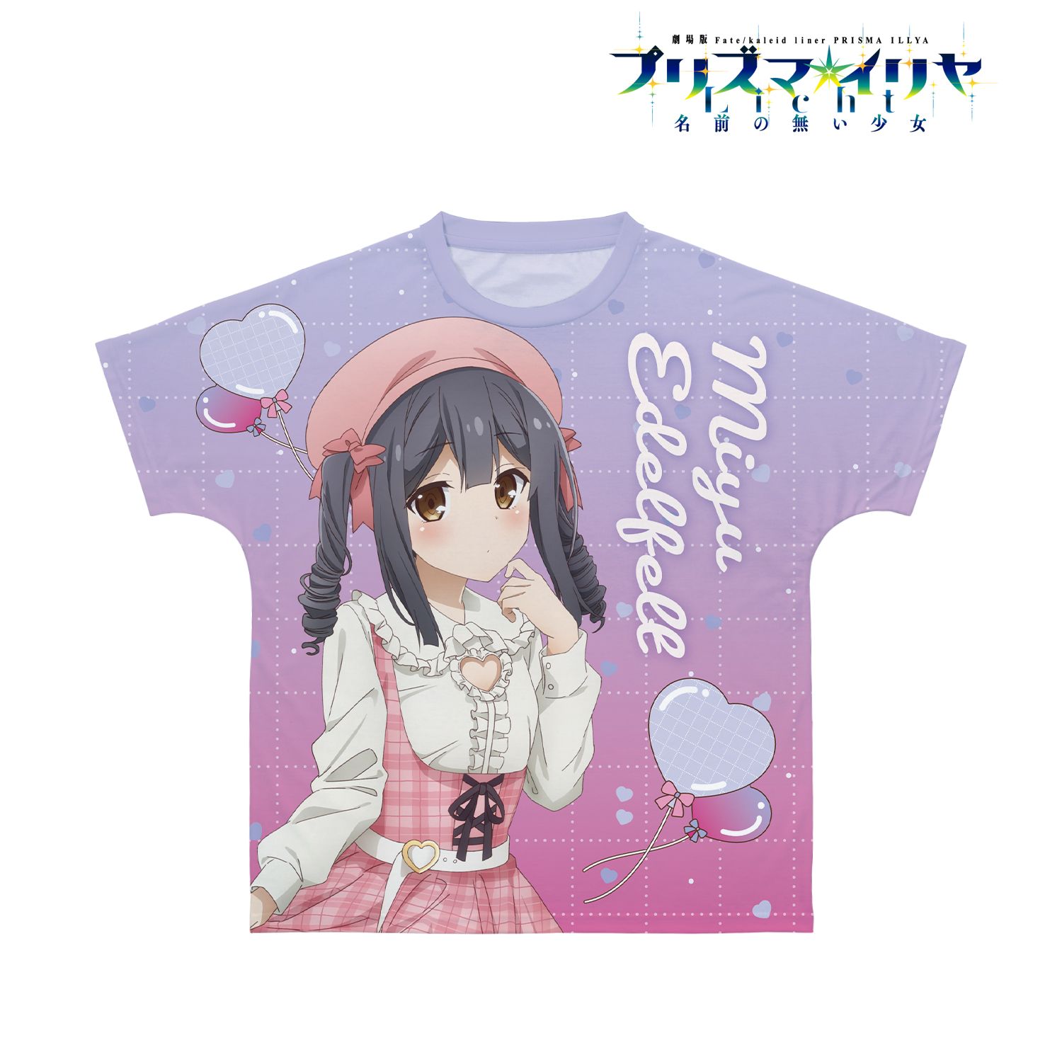 劇場版「Fate/kaleid liner プリズマ☆イリヤ Licht 名前の無い少女」 描き下ろしイラスト 美遊 PINK kawaii style ver. フルグラフィックTシャツユニセックス(サイズ/XS) 画像 2 | AniSmile