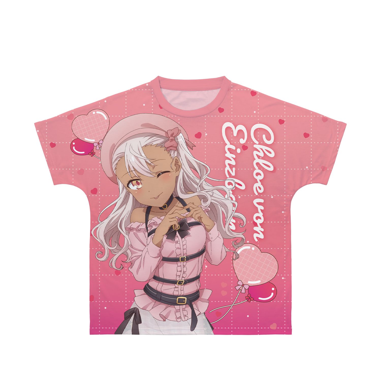 劇場版「Fate/kaleid liner プリズマ☆イリヤ Licht 名前の無い少女」 描き下ろしイラスト クロエ PINK kawaii style ver. フルグラフィックTシャツユニセックス(サイズ/XXS) - AniSmile