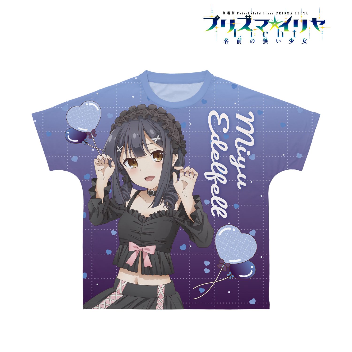 劇場版「Fate/kaleid liner プリズマ☆イリヤ Licht 名前の無い少女」 描き下ろしイラスト 美遊 BLACK kawaii style ver. フルグラフィックTシャツユニセックス(サイズ/S) 画像 3 | AniSmile