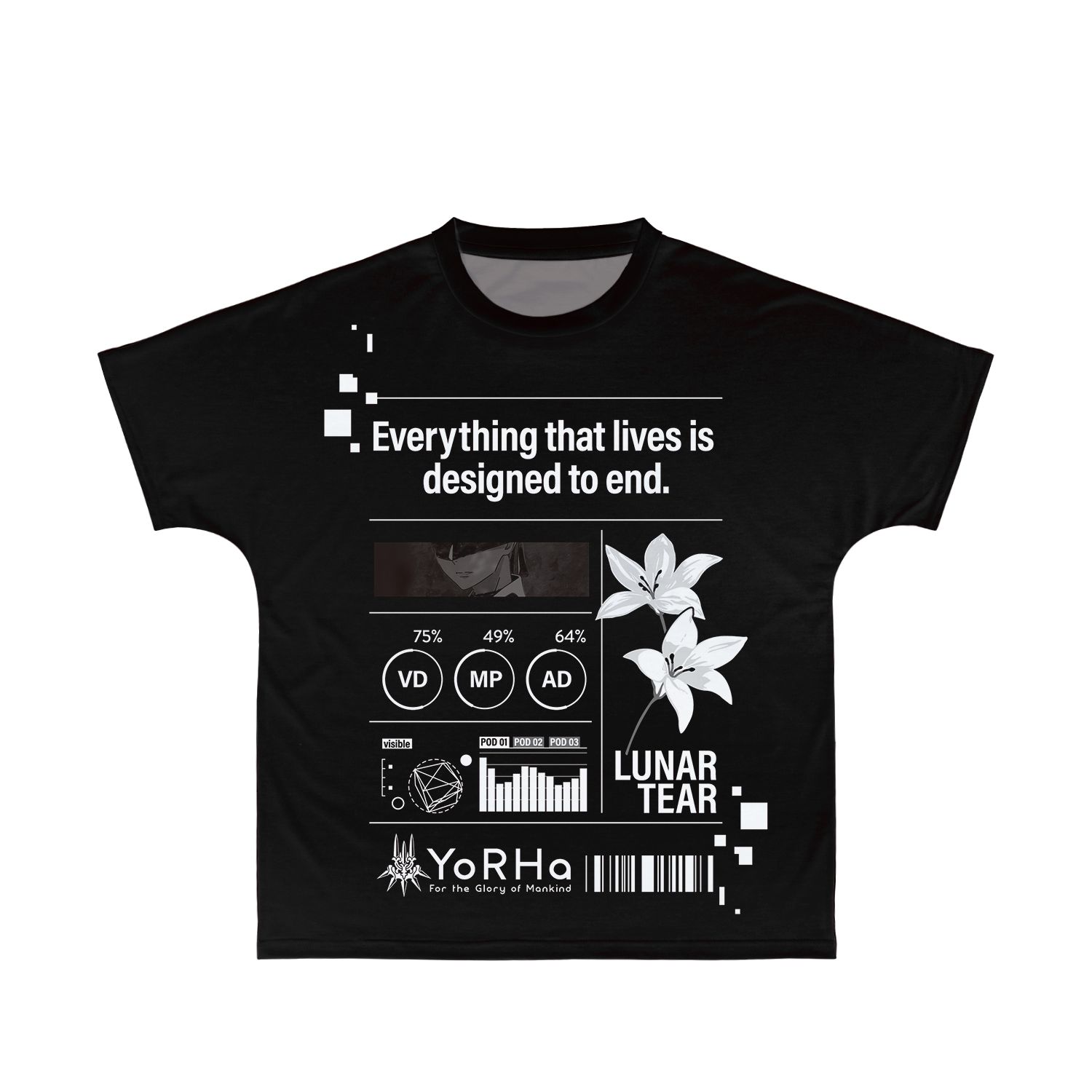 アニメ「NieR:Automata Ver1.1a」 9S Ani-Art BLACK LABEL フルグラフィックTシャツユニセックス(サイズ/XXL) - AniSmile