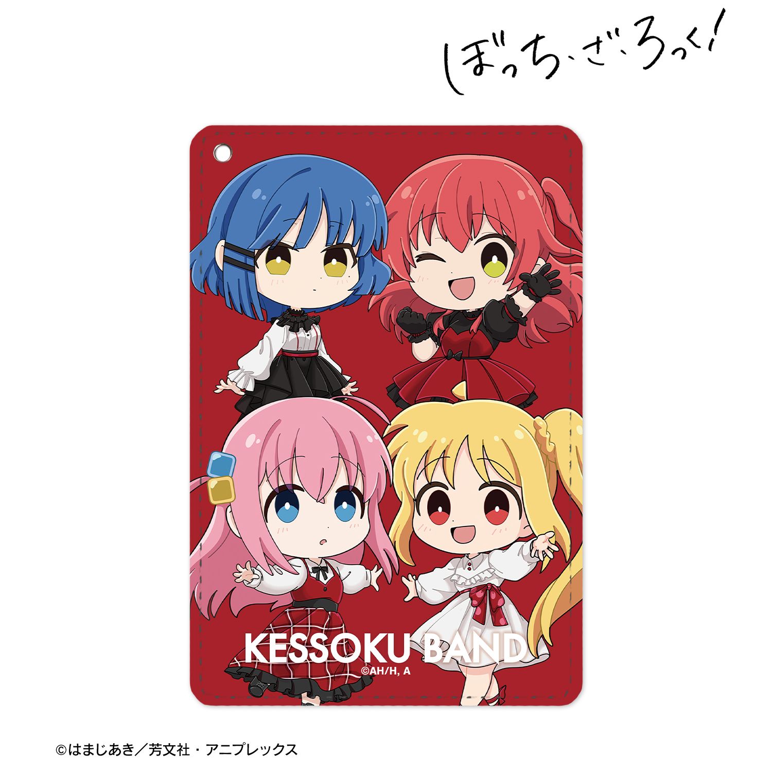 アニメ「ぼっち・ざ・ろっく!」 結束バンド ちびキャラ 赤いドレスver. 1ポケットパスケース Image 3 | AniSmile