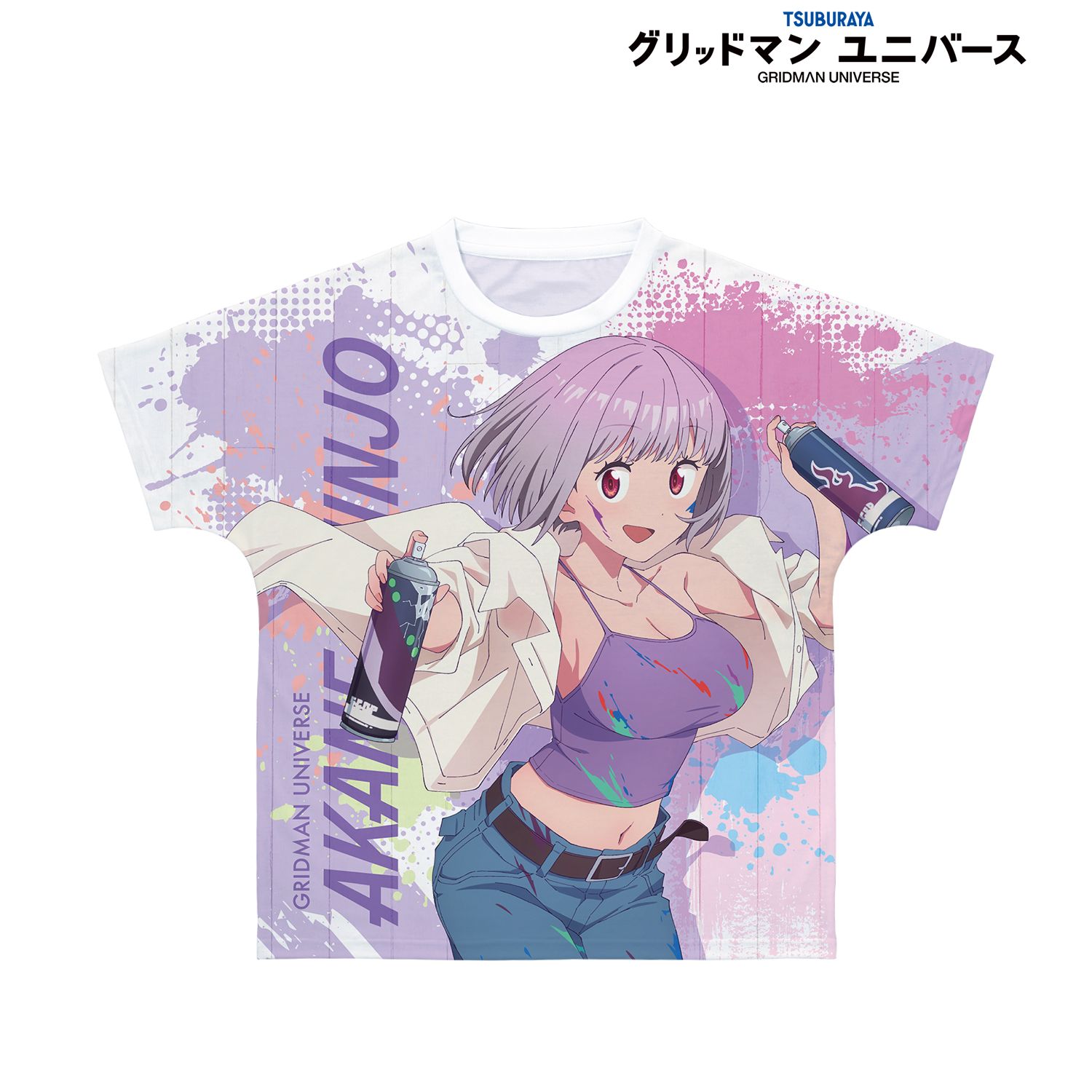 グリッドマン ユニバース 描き下ろし 新条アカネ ペインタースタイルver. フルグラフィックTシャツユニセックス(サイズ/XXS) Image 2 | AniSmile
