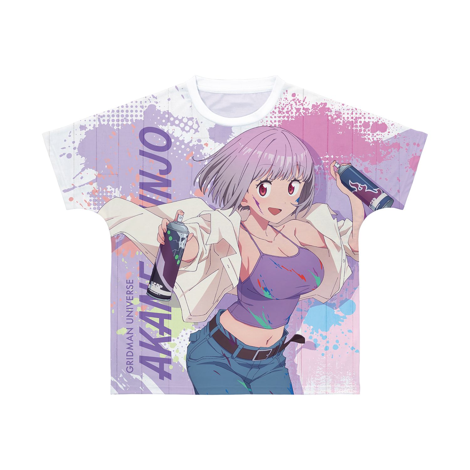 グリッドマン ユニバース 描き下ろし 新条アカネ ペインタースタイルver. フルグラフィックTシャツユニセックス(サイズ/XXL) - AniSmile