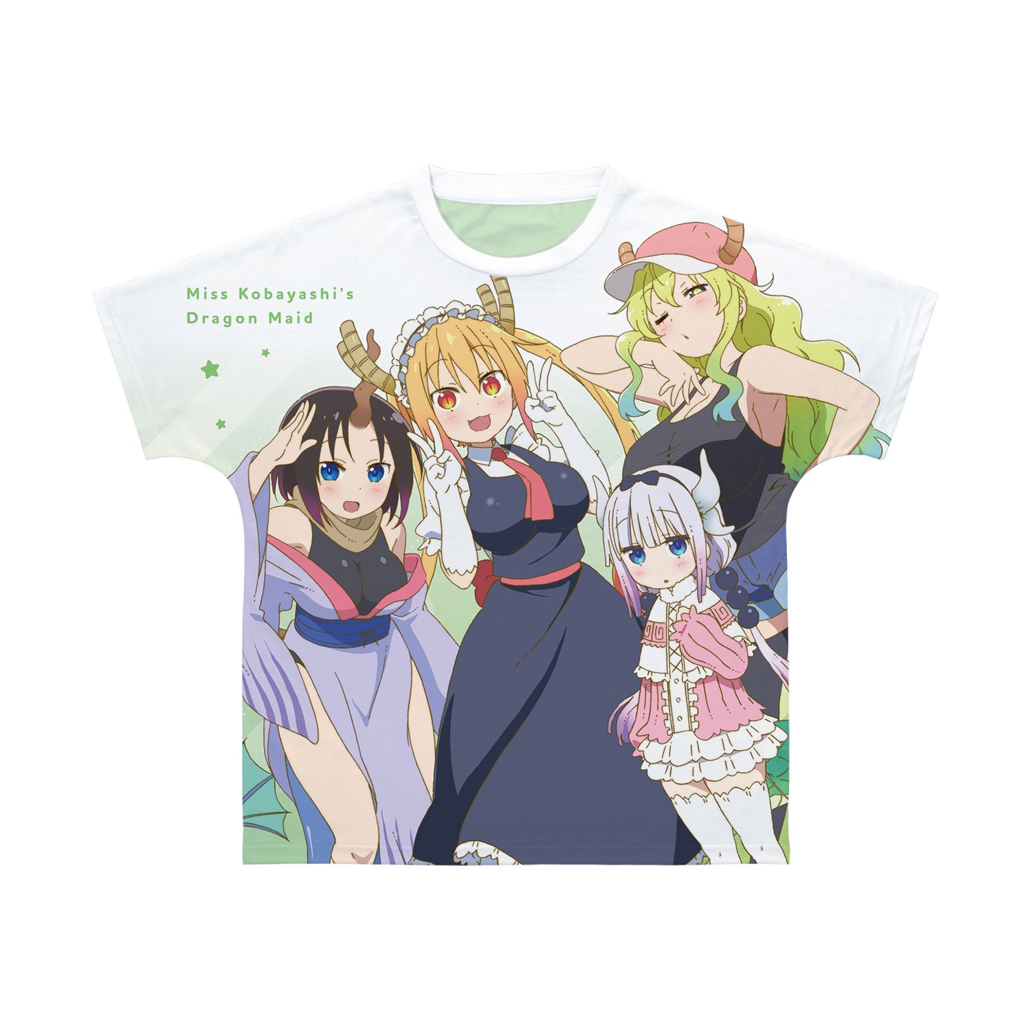 TVアニメ「小林さんちのメイドラゴン」 トール&カンナ&エルマ&ルコア フルグラフィックTシャツユニセックス(サイズ/XXS) - AniSmile