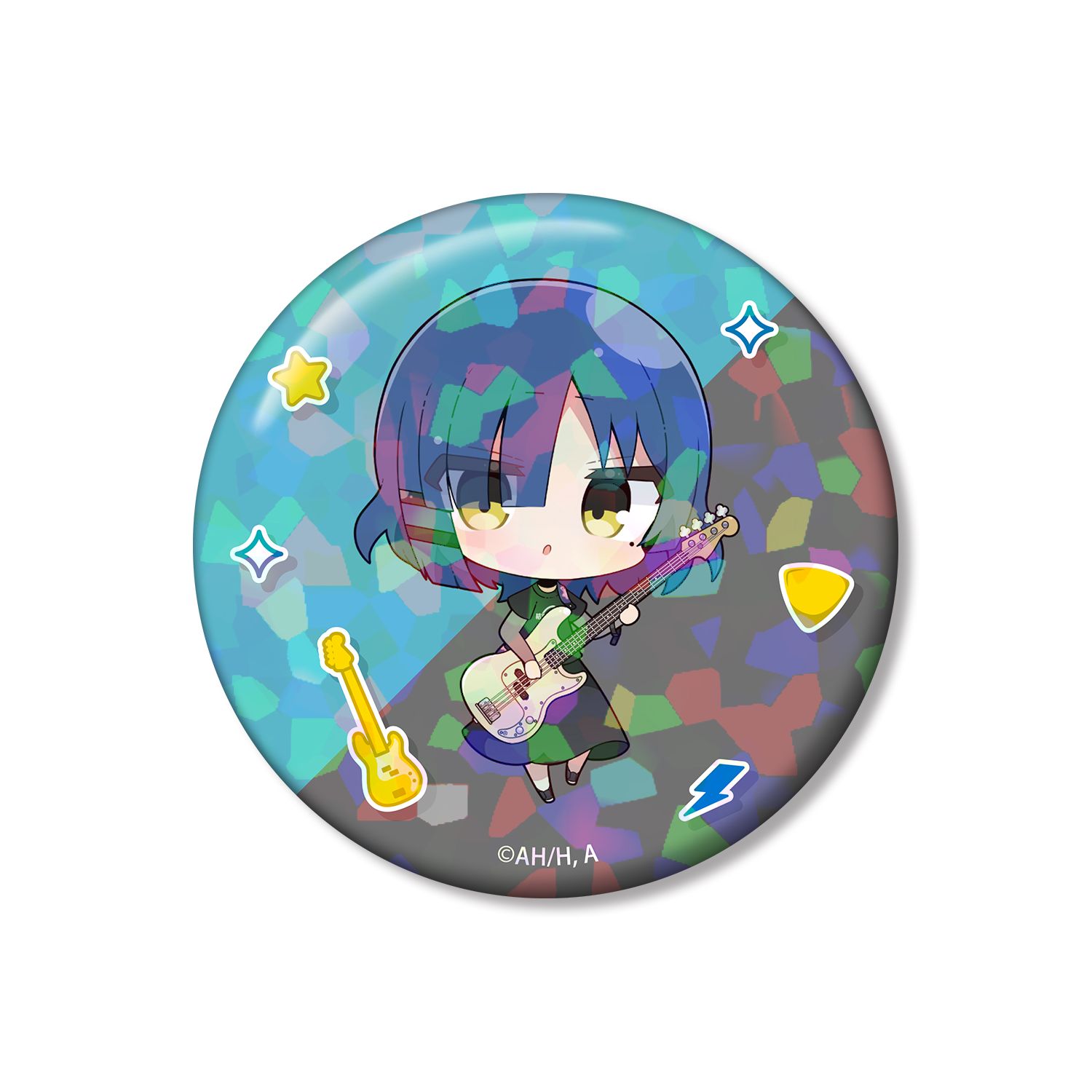 アニメ「ぼっち・ざ・ろっく!」 むーらんさんイラスト 山田リョウ ライブ衣装ver. 75mmホログラム缶バッジ 图片 3 | AniSmile