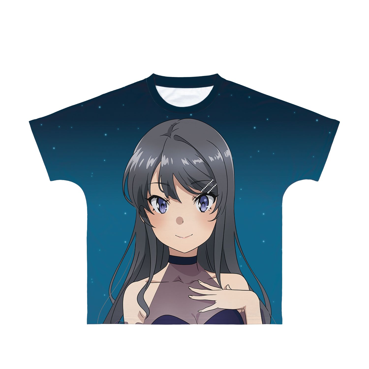 青春ブタ野郎はおでかけシスターの夢を見ない 描き下ろしイラスト 桜島麻衣 星空ドレスver. フルグラフィックTシャツユニセックス(サイズ/XS) Image 3 | AniSmile