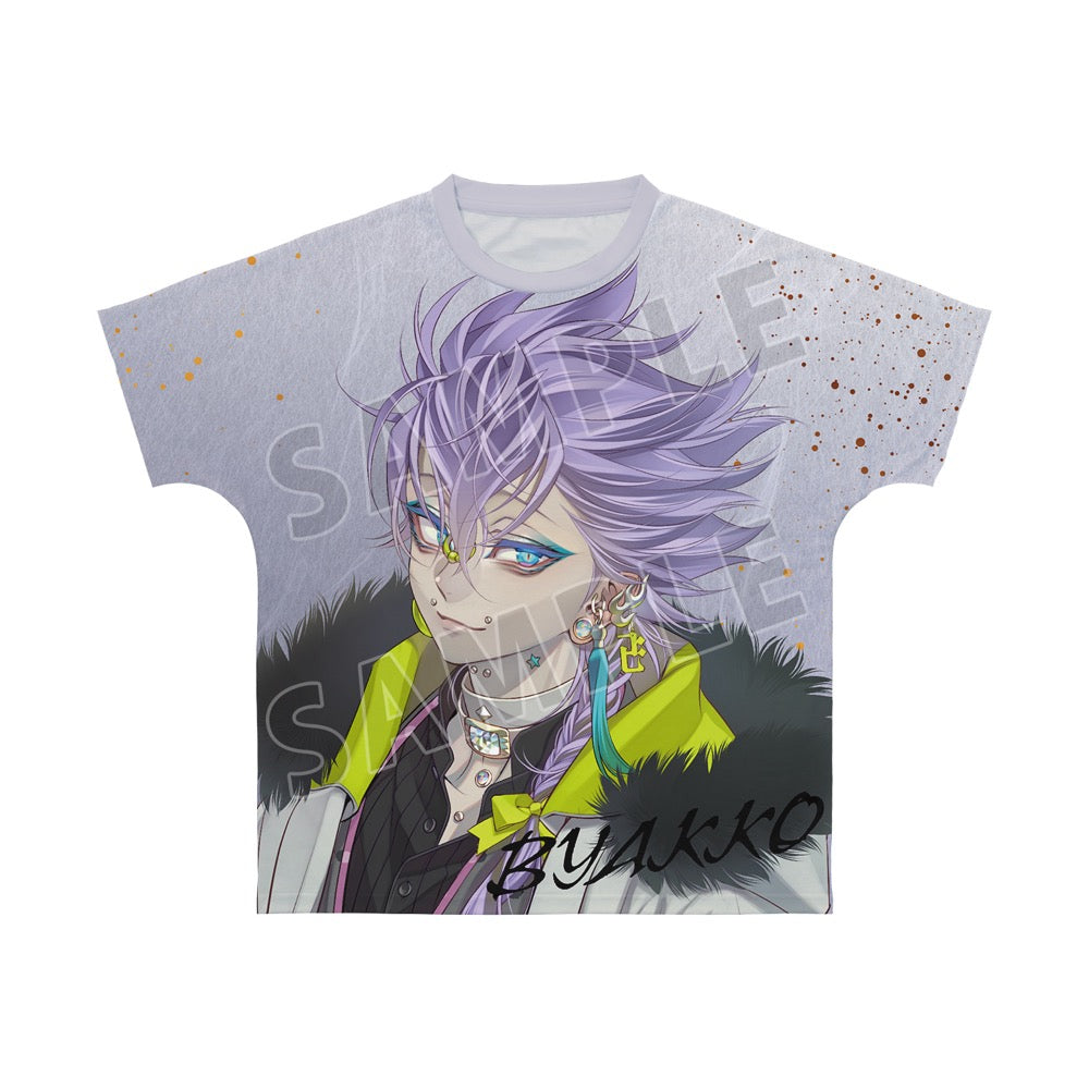 ZONE-00 九条キヨ先生 描き下ろし 白狐 和装ver. フルグラフィックTシャツユニセックス(サイズ/XXS) - AniSmile