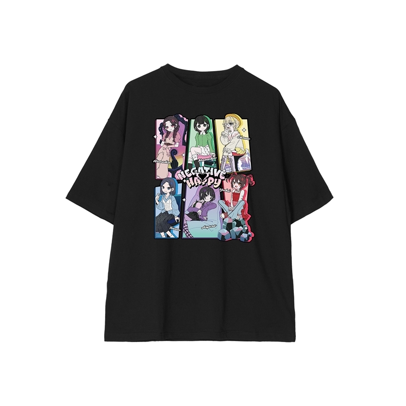 ネガティヴハッピィ 描き下ろし 2nd MV集合 ネガティヴver. BIGシルエットTシャツユニセックス(サイズ/M) - official product image | AniSmile