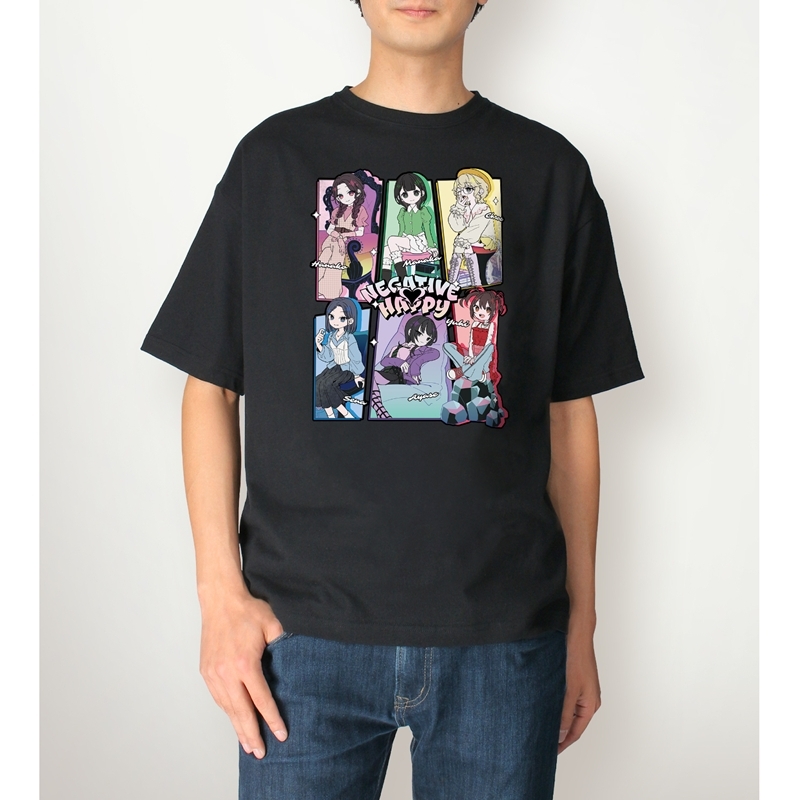ネガティヴハッピィ 描き下ろし 2nd MV集合 ネガティヴver. BIGシルエットTシャツユニセックス(サイズ/M) Image 4 | AniSmile