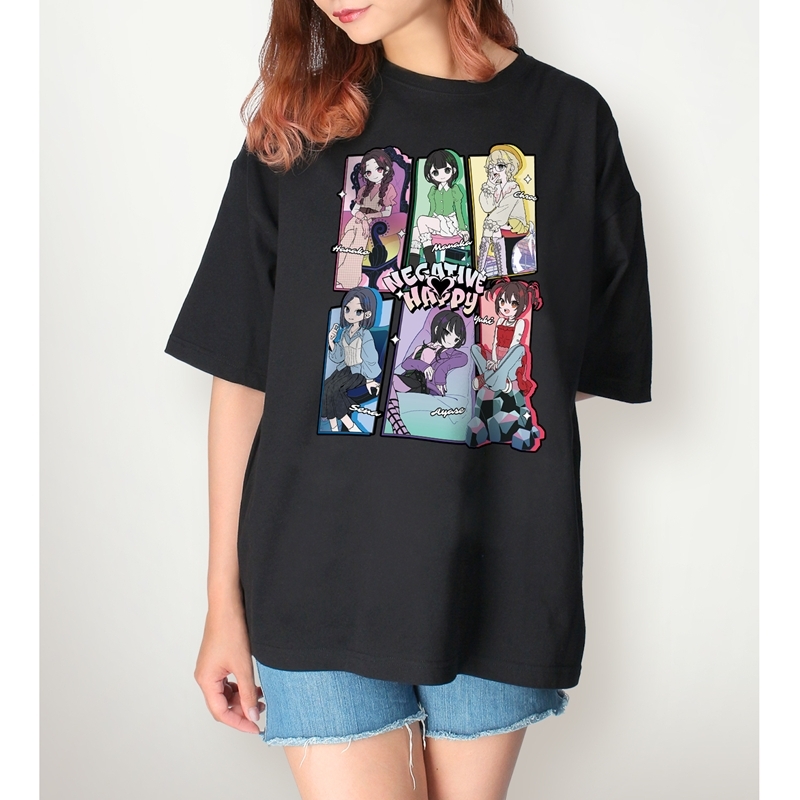 ネガティヴハッピィ 描き下ろし 2nd MV集合 ネガティヴver. BIGシルエットTシャツユニセックス(サイズ/M) Image 5 | AniSmile
