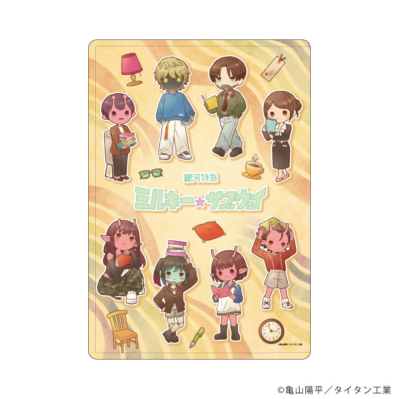 キャラクリアケース「TVアニメ『銀河特急 ミルキー☆サブウェイ』」02/集合デザイン 秋服読書ver.(レトロアートイラスト) - AniSmile
