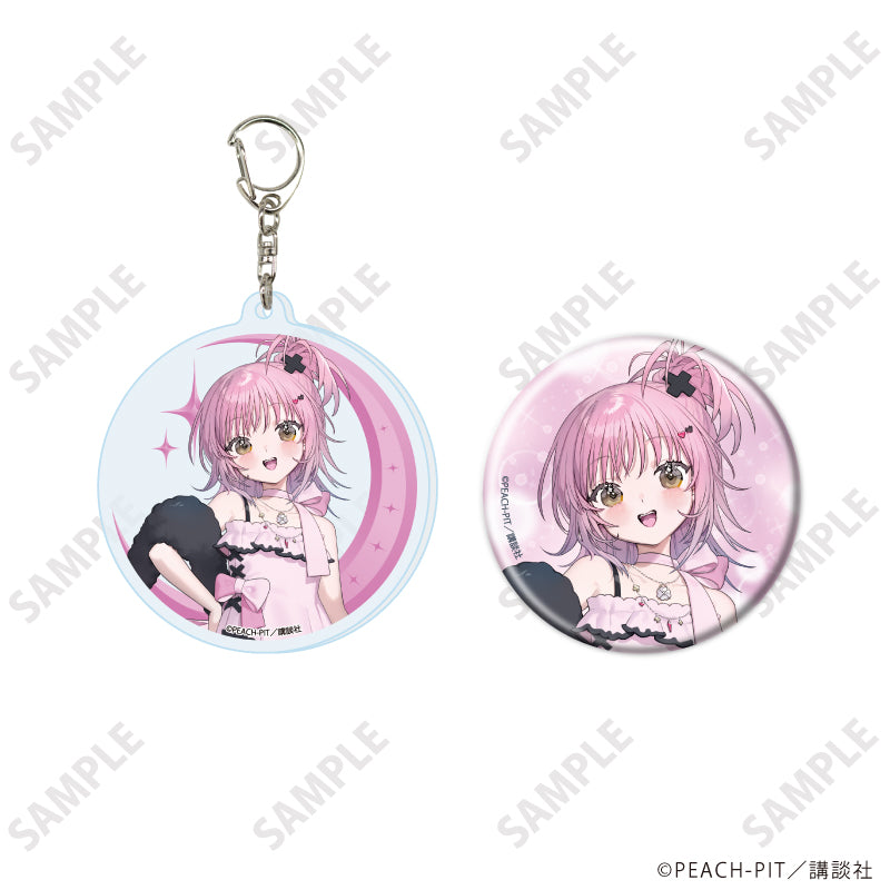 アクリルキーホルダー&缶バッジセット(57mm)「しゅごキャラ!」01/日奈森あむ お祝いver.(夏炉氏描き起こしイラスト) - AniSmile