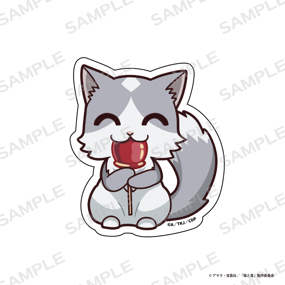 「猫と竜」ダイカットステッカー【ミニキャラ ハイブチ】 - AniSmile