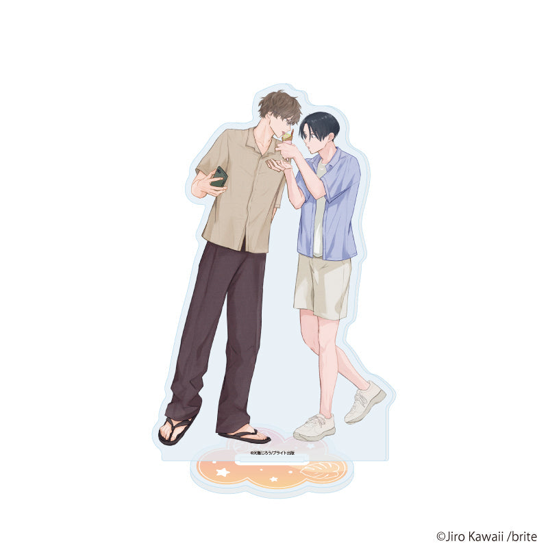 アクリルスタンド「河飯じろう先生」01/「社会人カップルのSummer Vacation」BLフェア(描き下ろしイラスト) - AniSmile