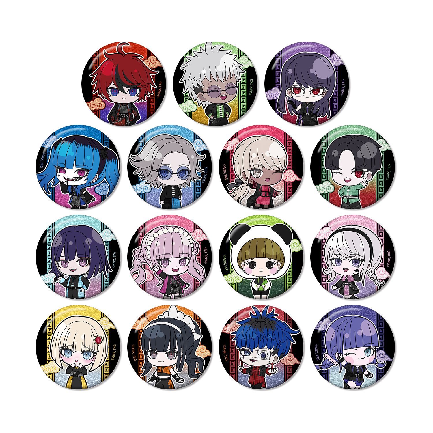 HUNDRED LINE -最終防衛学園- チャイナパンクver. トレーディング ちびキャラ グリッター缶バッジ POP UP SHOP in マルイ(単位/単品) - AniSmile