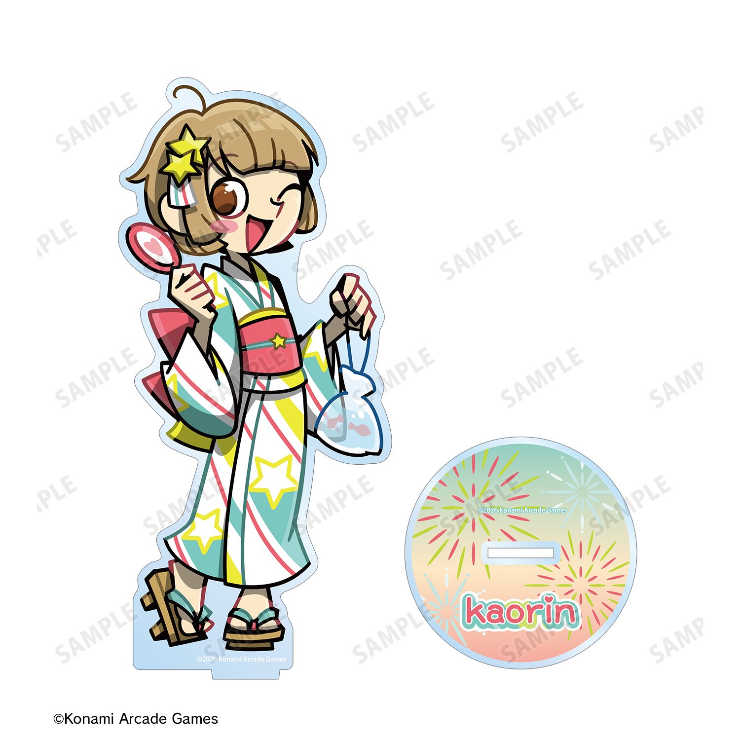 pop'n music High☆Cheers!! 描き下ろし かおりん 夏祭りver. BIGアクリルスタンド Image 3 | AniSmile