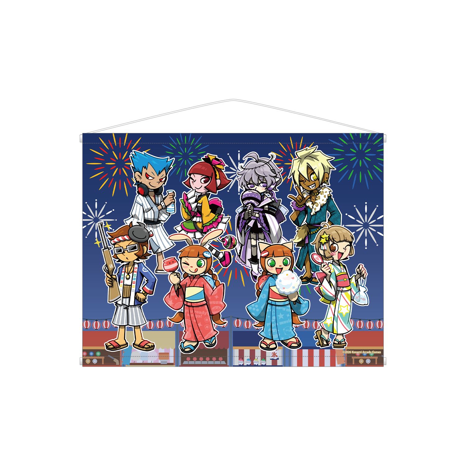 pop'n music High☆Cheers!! 描き下ろし 集合 夏祭りver. B2タペストリー - AniSmile
