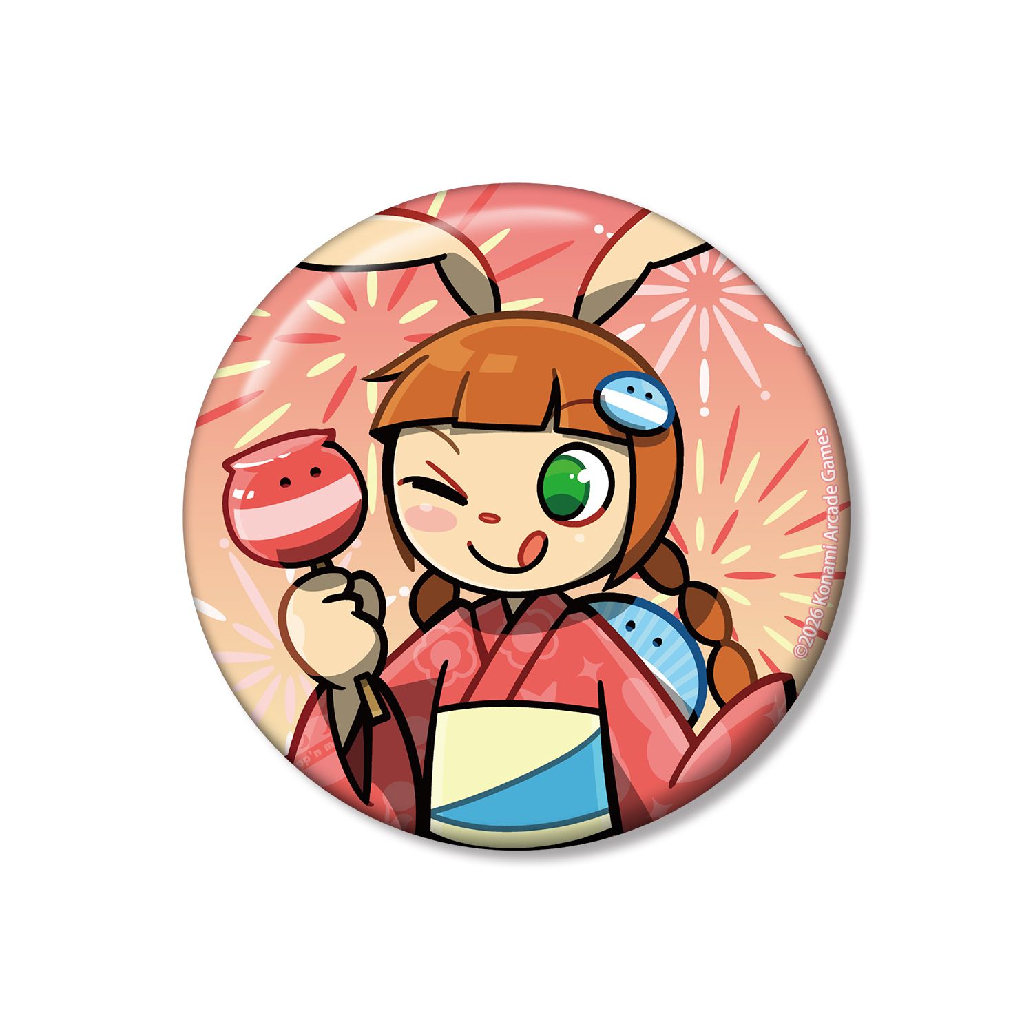 pop'n music High☆Cheers!! 描き下ろし ミミ 夏祭りver. 75mm缶バッジ - AniSmile