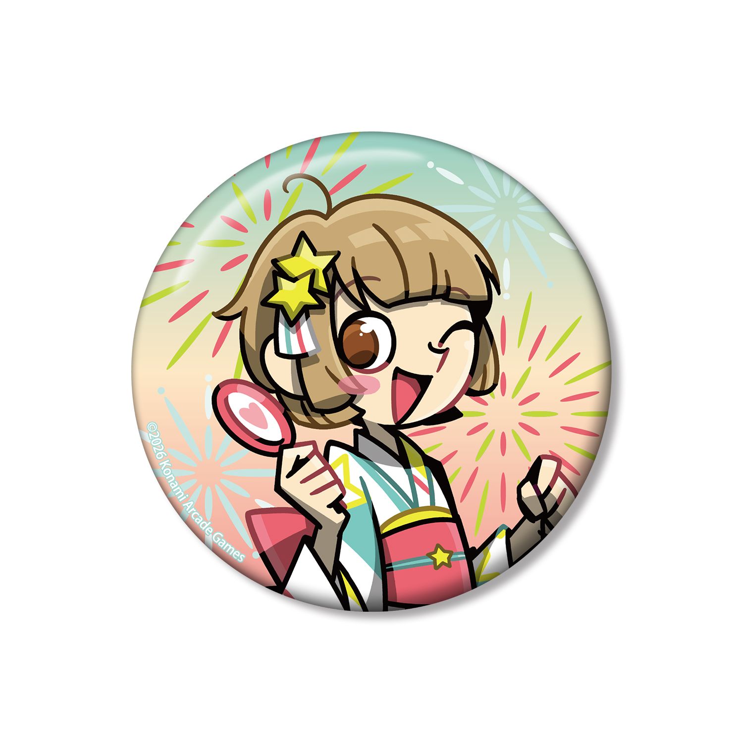 pop'n music High☆Cheers!! 描き下ろし かおりん 夏祭りver. 75mm缶バッジ - AniSmile