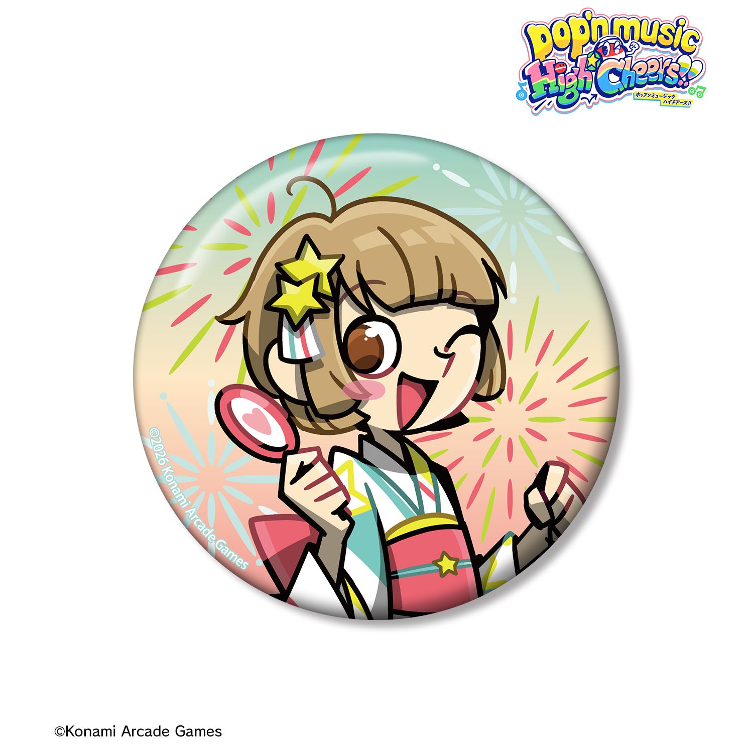 pop'n music High☆Cheers!! 描き下ろし かおりん 夏祭りver. 75mm缶バッジ 画像 2 | AniSmile