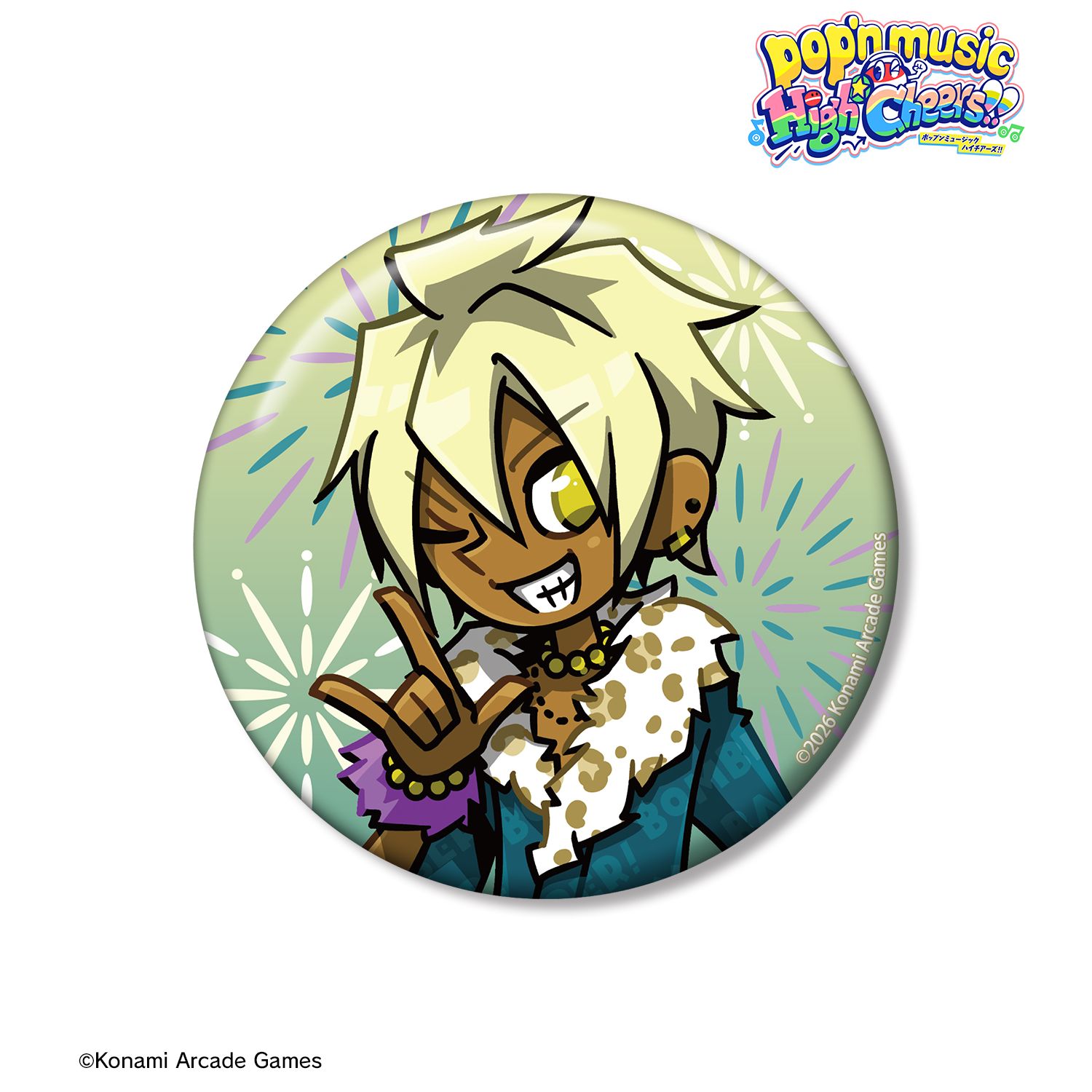 pop'n music High☆Cheers!! 描き下ろし チャラ王 夏祭りver. 75mm缶バッジ 画像 2 | AniSmile