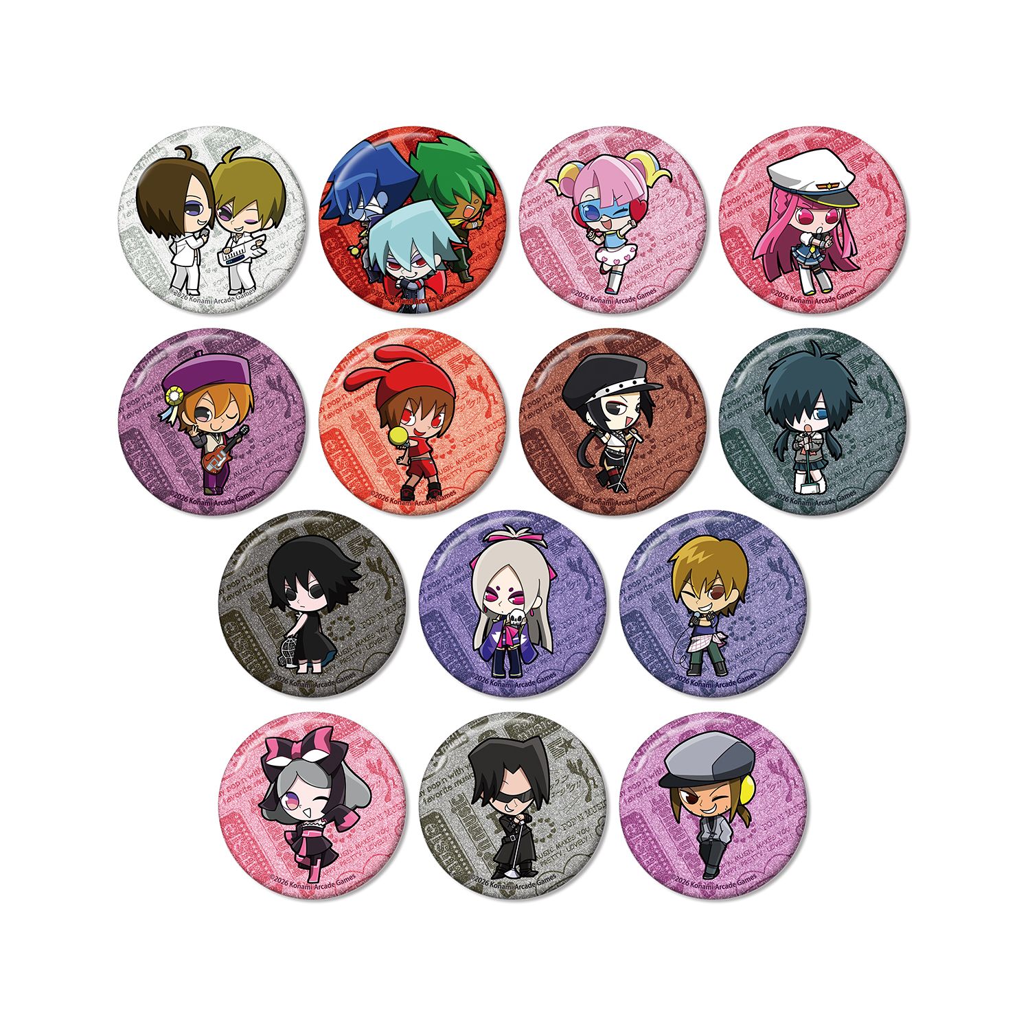pop'n music High☆Cheers!! トレーディング ちびキャラ vol.1 グリッター缶バッジ(単位/単品) - AniSmile