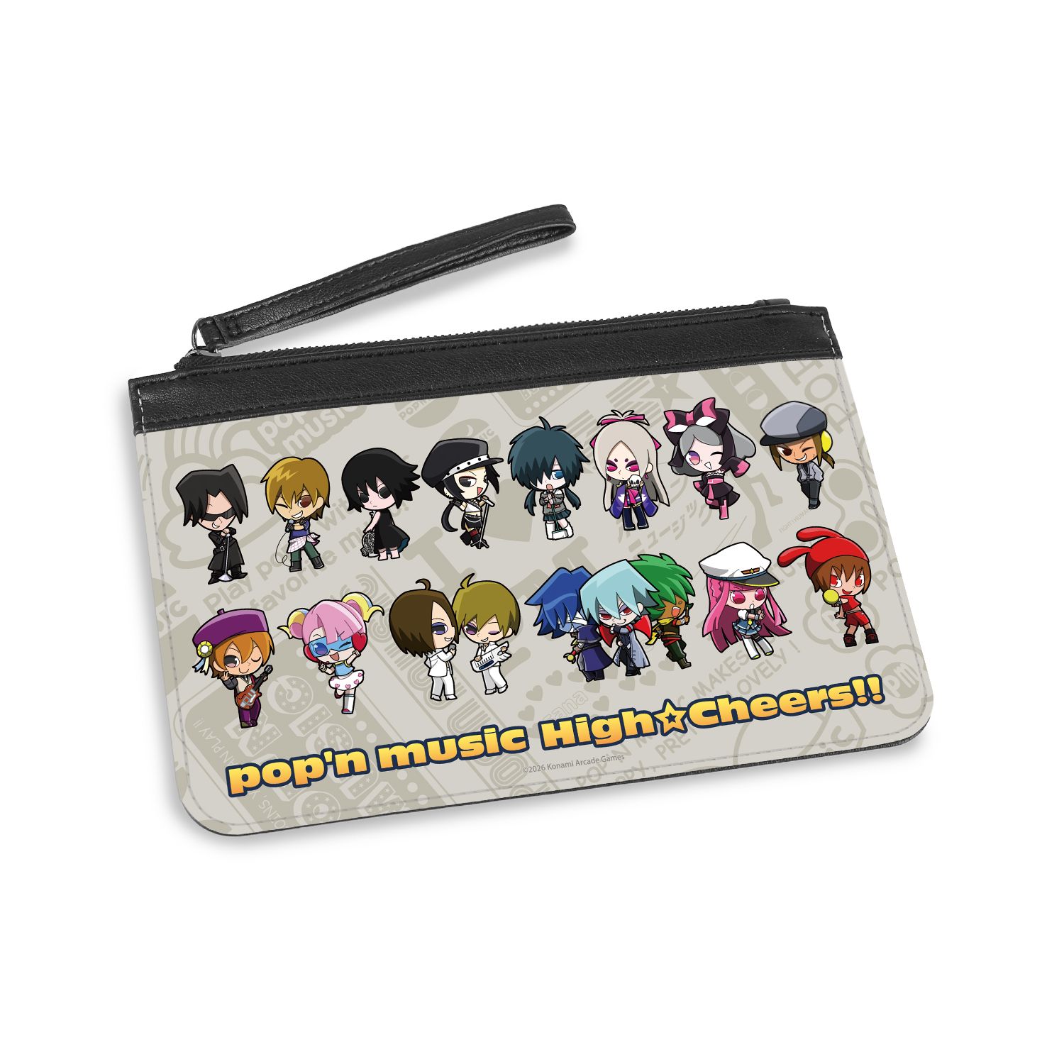 pop'n music High☆Cheers!! ちびキャラ vol.1 PUレザーフラットポーチ - AniSmile