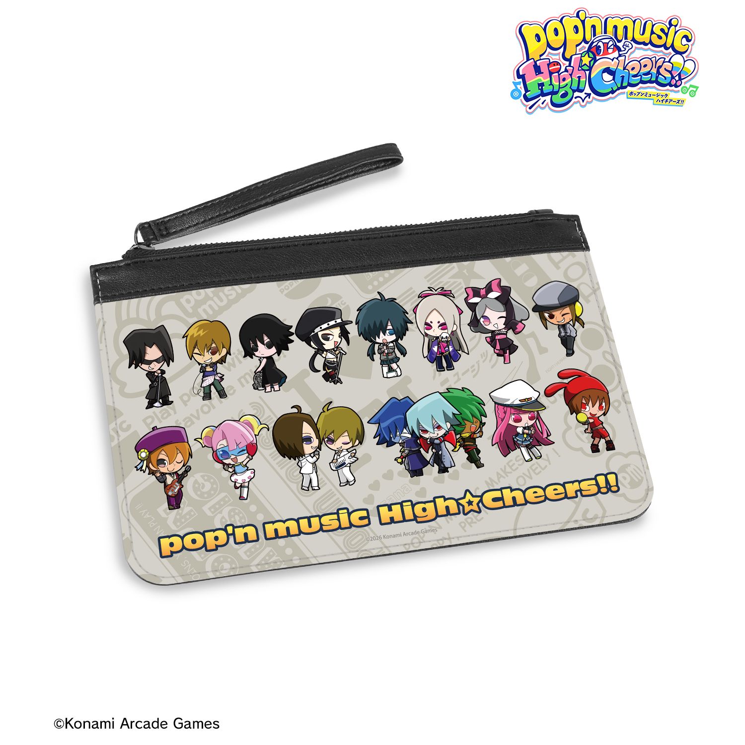 pop'n music High☆Cheers!! ちびキャラ vol.1 PUレザーフラットポーチ 画像 2 | AniSmile