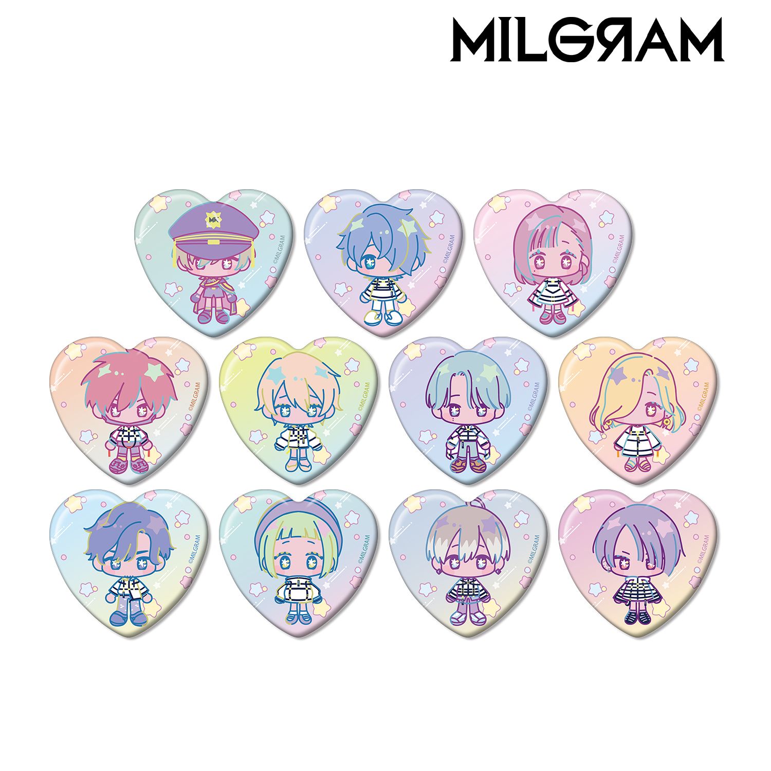 MILGRAM -ミルグラム- トレーディング ゆめぷち ハート型缶バッジ ver.A(単位/単品) 画像 2 | AniSmile