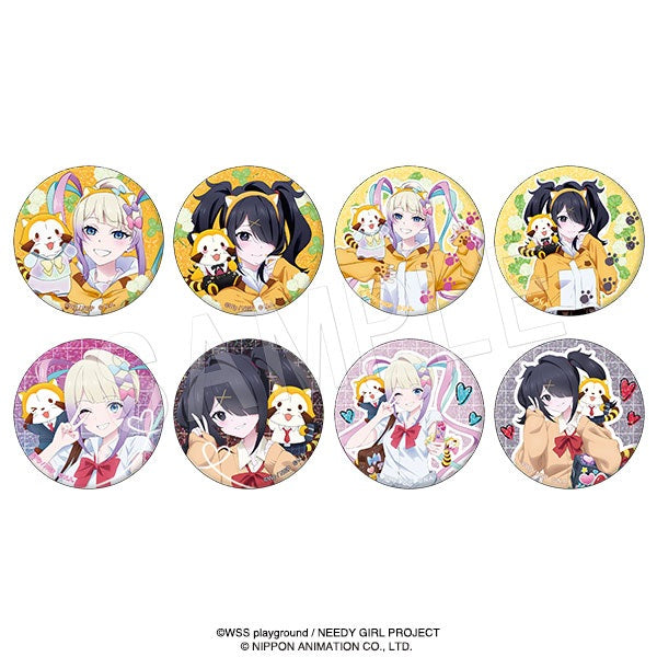 NEEDY GIRL OVERDOSE × ラスカル トレーディンググリッター缶バッジ 衣装チェンジver./平成制服スタイルver. 1SET/8個入 - AniSmile