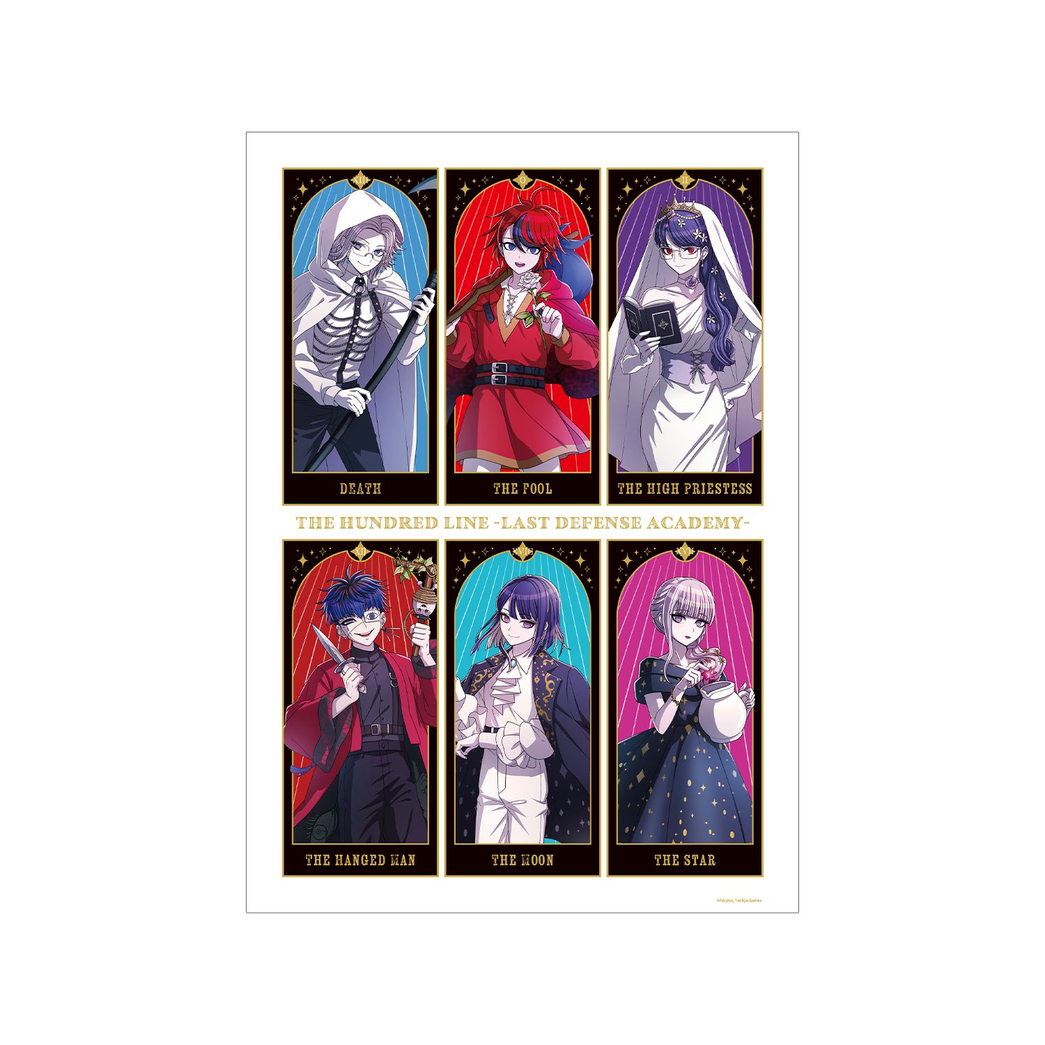 HUNDRED LINE -最終防衛学園- 描き下ろし 集合 タロットver. A3マット加工ポスター - official product image | AniSmile