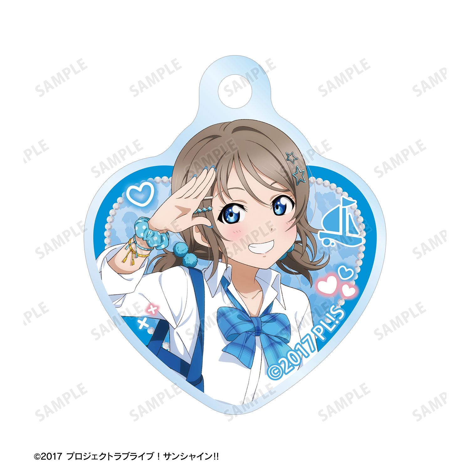 ラブライブ!サンシャイン!! 描き下ろし 渡辺 曜 ギャル制服ver. 2連ワイヤーアクリルキーホルダー 图片 3 | AniSmile