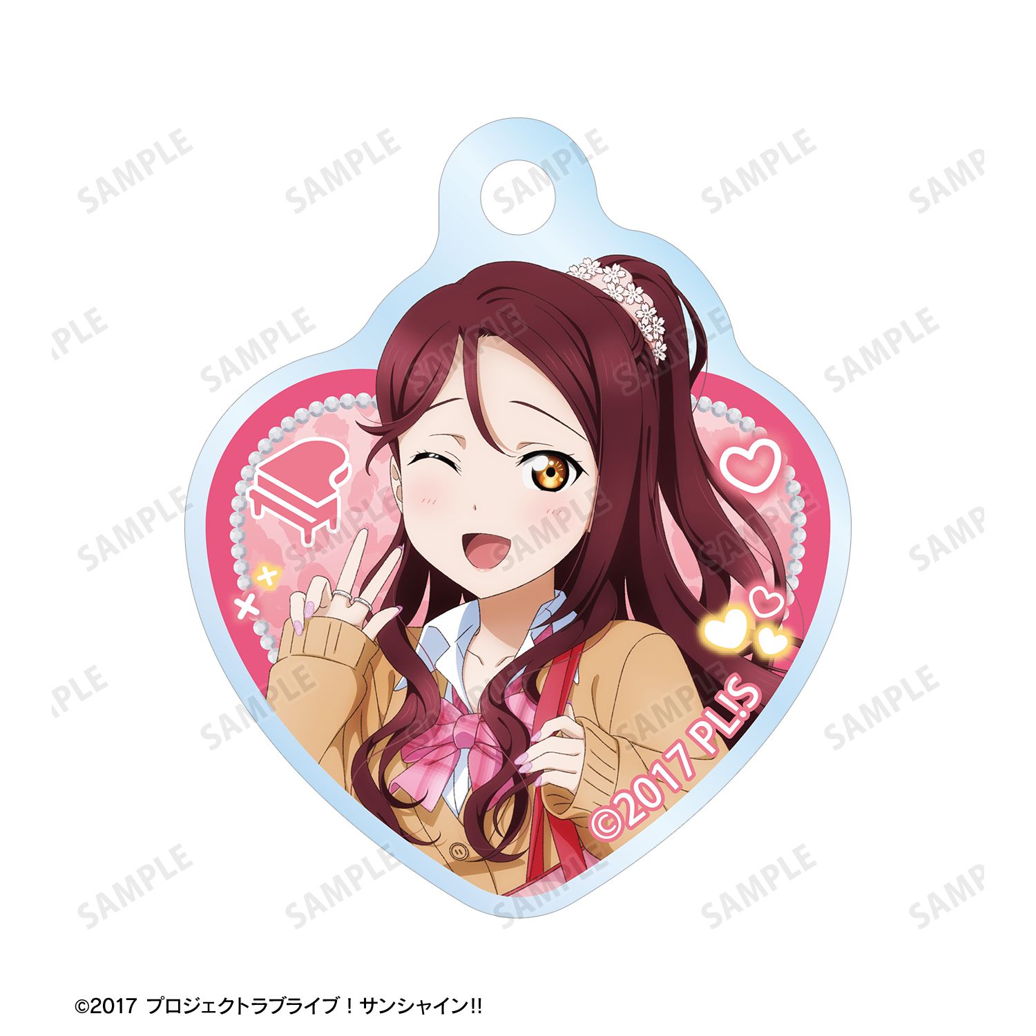 ラブライブ!サンシャイン!! 描き下ろし 桜内梨子 ギャル制服ver. 2連ワイヤーアクリルキーホルダー 图片 3 | AniSmile